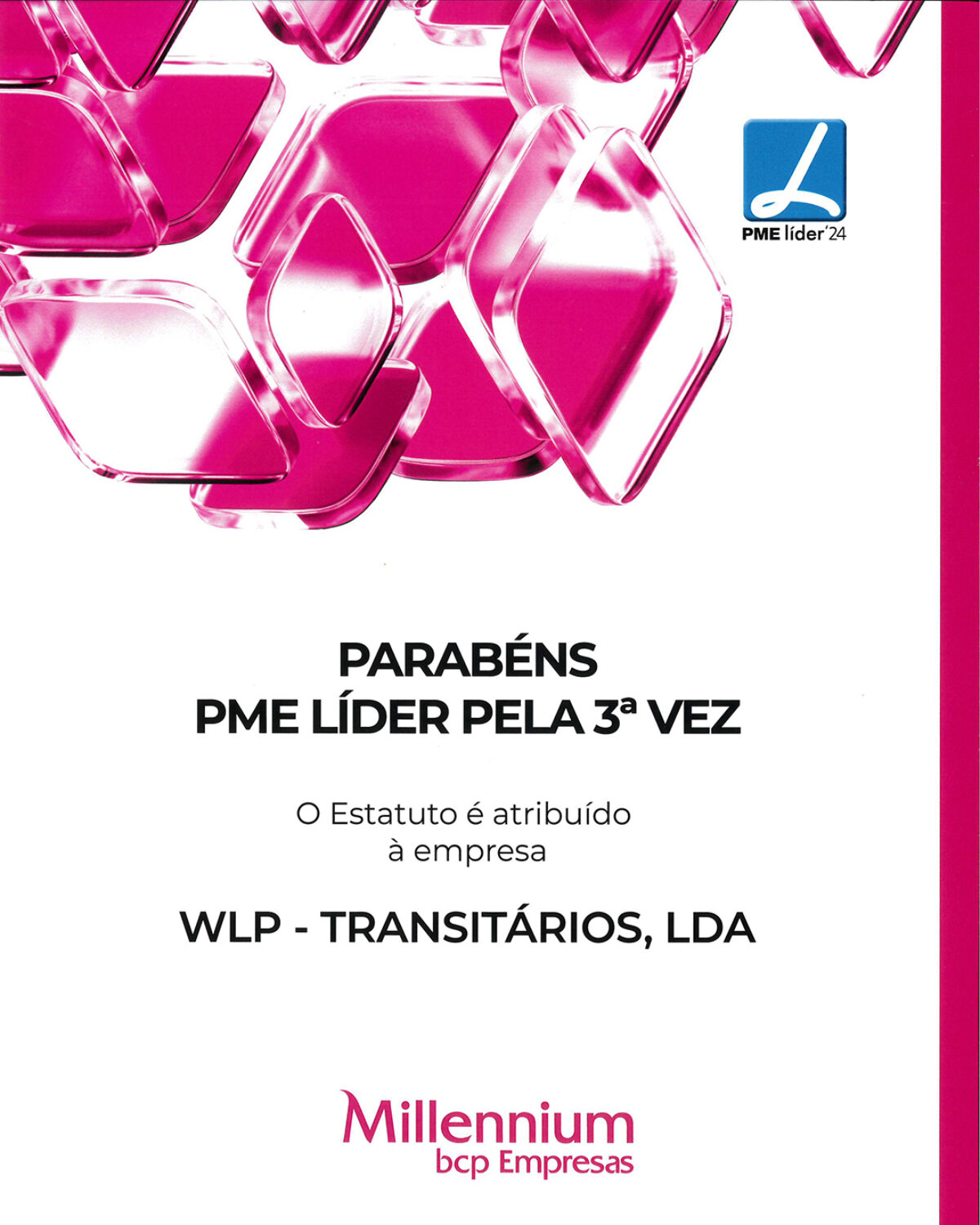 WLP distinguida como PME Líder pelo terceiro ano consecutivo 